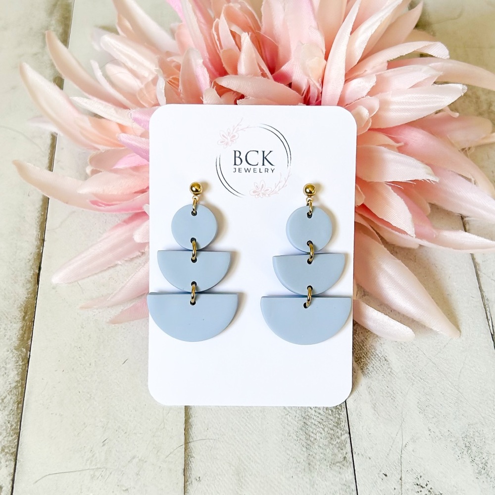 Handmade Lightweight Polymer Clay Dangle Earrings – Trendy Half-Moon Design